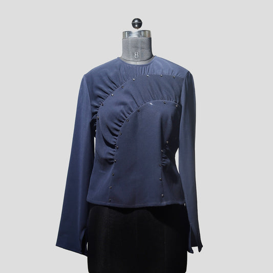 Studio Moonray Navy Meridian Top
