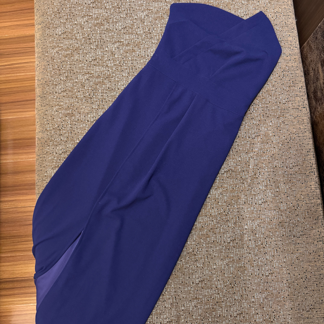 Purple One-Shoulder Thigh-High Slit Evening Gown