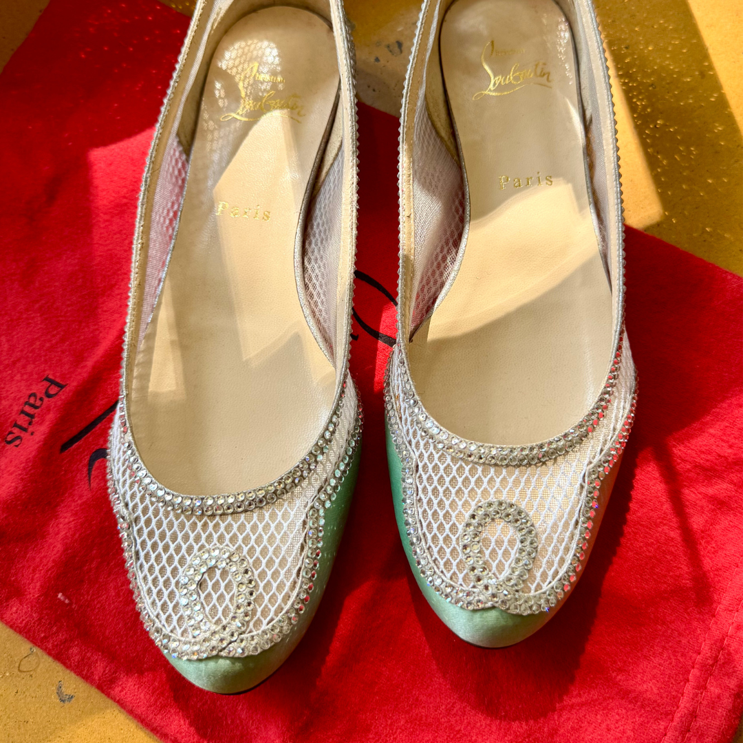 Christian Louboutin Lady Bombay Mesh Strass Flats