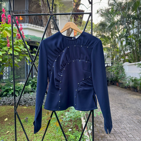 Studio Moonray Navy Meridian Top