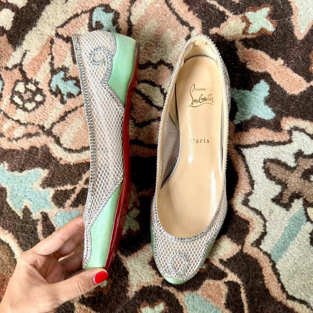 Christian Louboutin Lady Bombay Mesh Strass Flats