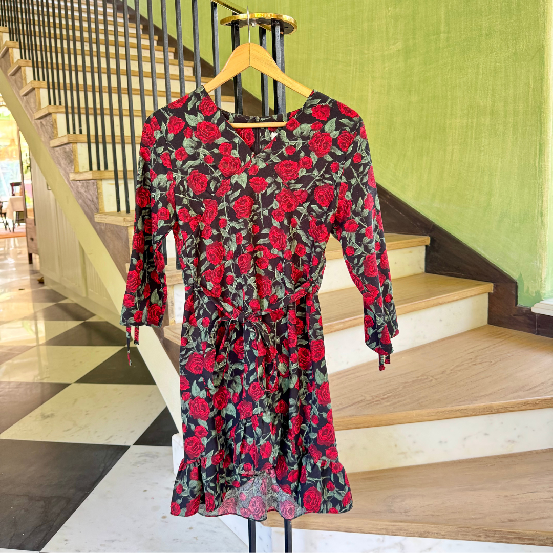 Andy Warhol Black & Red Roses Dress