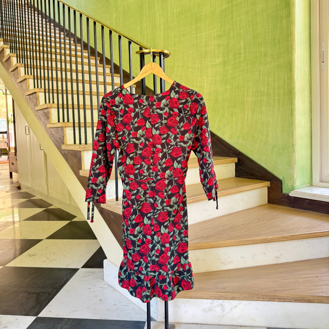 Andy Warhol Black & Red Roses Dress