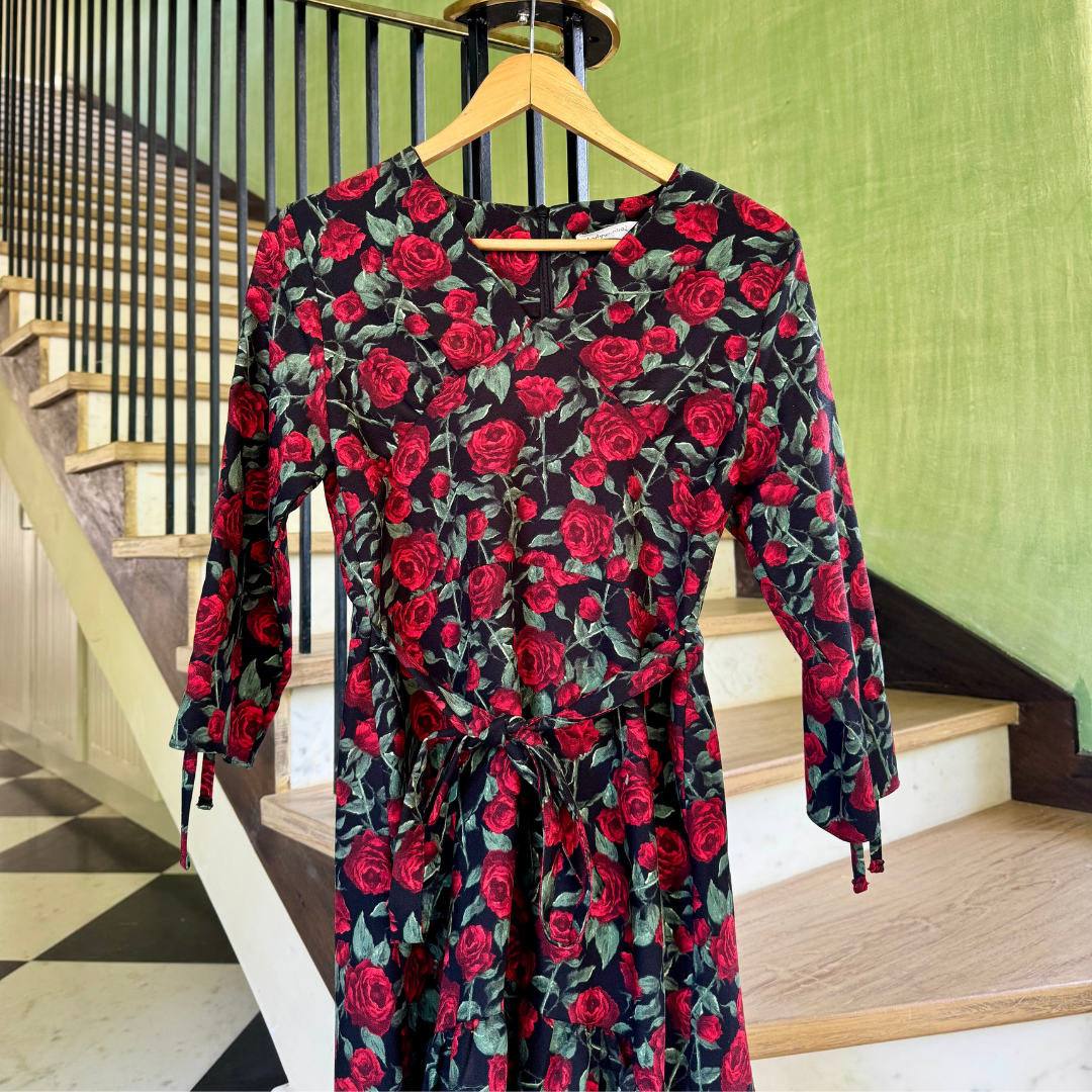 Andy Warhol Black & Red Roses Dress