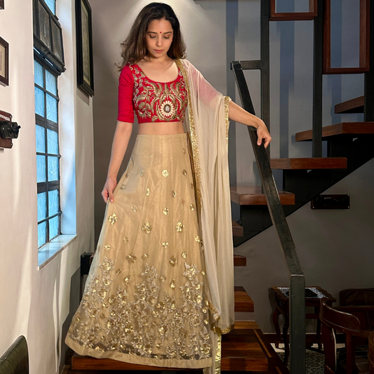 Golden & Red Lehenga Set