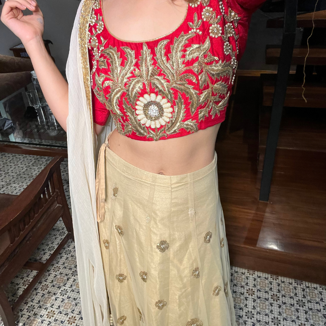 Golden & Red Lehenga Set