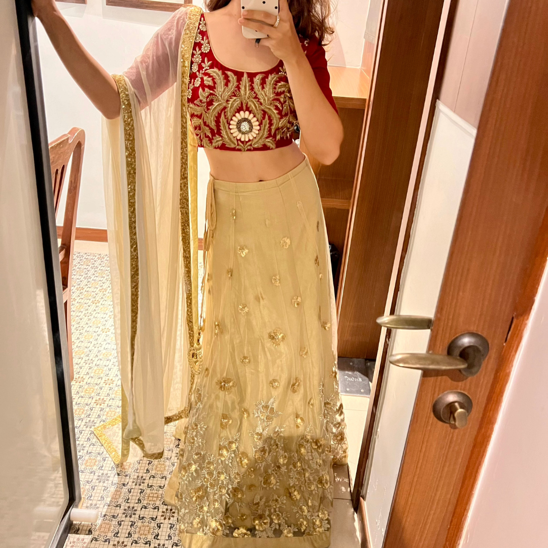 Golden & Red Lehenga Set