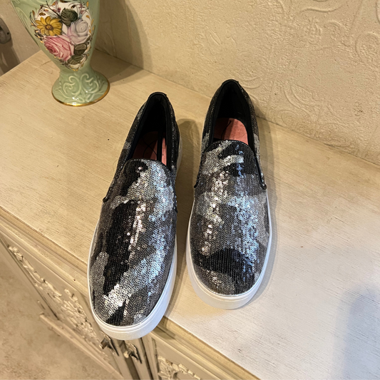 Guess Grey Deanda Sequin Embellished Slip On Shoes