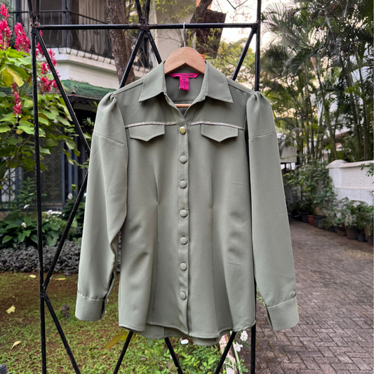 Sonam Parmar Jhawar Olive Green Shirt